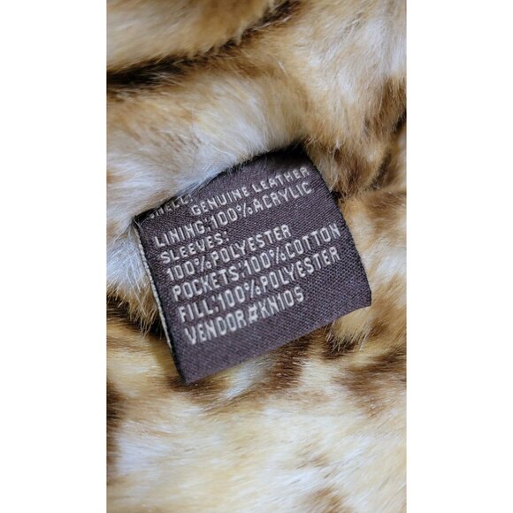 Vintage Guess Women's Genuine Leather Jacket Faux Fur Lined Long Sleeve Size L - Picture 9 of 14